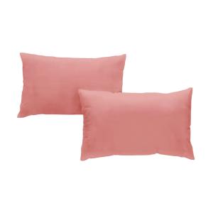 Set de 2 taies d'oreillers coton rose poudré 50x70 cm
