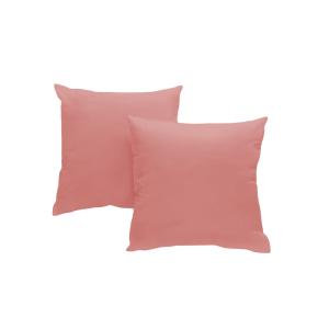 Set de 2 taies d'oreillers coton rose poudré 65x65 cm