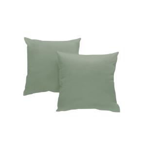 Set de 2 taies d'oreillers coton vert 65x65 cm