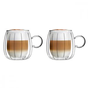 Set de 2 tasses arrondies 250ml en verre transparent