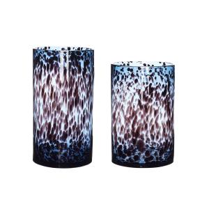 Set de 2 Vase en verre bleu et bordeaux