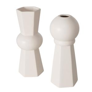 Set de 2 vases blancs design en céramique