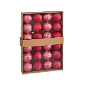 Set de 24 boules de Noël rouges 4cm