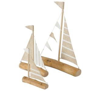 Set de 3 bateaux décoratifs en bois à poser