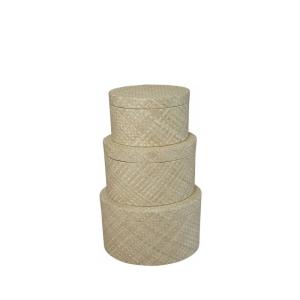 Set de 3 boîtes ovales en fibres de pandan