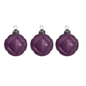 Set de 3 boules décorative de noel en verre violet D10