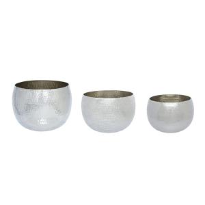 Set de 3 cache-pots décoratifs argentés H21