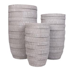 Set de 3 Cache pots hauts en résine & ciment gris Ht.44 55.…