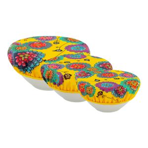 Set de 3 couvre bols  jaune polyester 25 x 25 x 1 cm