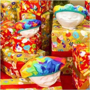 Set de 3 couvre bols  multicolore tissu enduit 25 x 25 x 1…