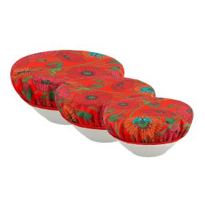 Set de 3 couvre bols  rouge tissu enduit 25 x 25 x 1 cm