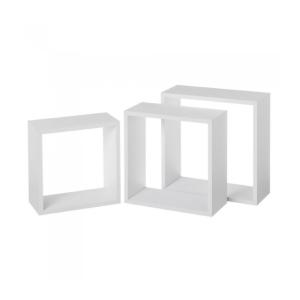 Set de 3 étagères murales en bois MDF blanc 30x30x12cm