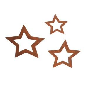 Set de 3 étoiles métal rouillé marron Ø15 22 26.5 cm