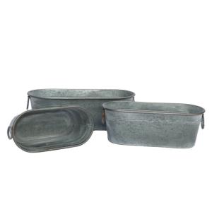 Set de 3 jardinières en zinc gris L.60.5 50 40 cm