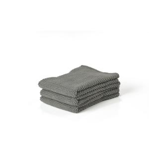 Set de 3 lavettes en coton vert olive 27x27cm