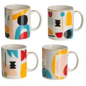 Set de 3 mugs en céramique design abstrait 340ml