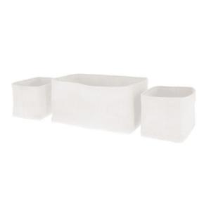 Set de 3 paniers de rangements en papier tissé blanc