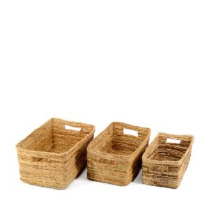 Set de 3 paniers en banane beige Ø 35 cm