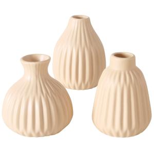 Set de 3 petits vases design en porcelaine beige