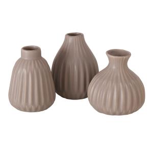 Set de 3 petits vases design gris en porcelaine