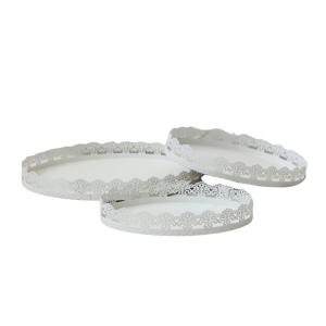 Set de 3 plateaux à gateaux en métal blanc L.35 30 25 cm