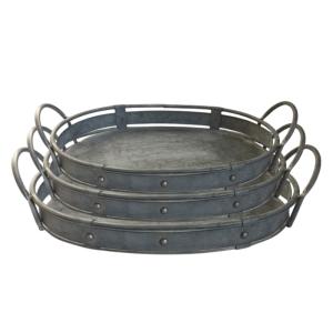 Set de 3 plateaux en métal gris L.47 40 31 cm