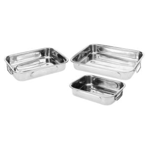 Set de 3 plats à four inox avec poignées 35x26cm