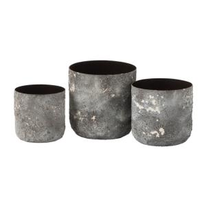 Set de 3 pots à plantes en métal gris 18x18x18.5 cm