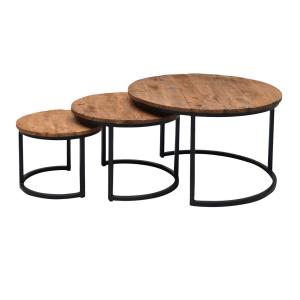 Set de 3 Tables basses rondes gigognes en Manguier et métal…