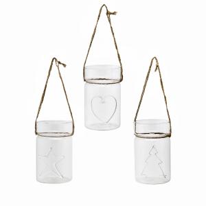 Set de 3 vases décoratifs à suspendre en verre transparent…