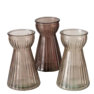 Set de 3 vases en verre marron 9x9x15cm