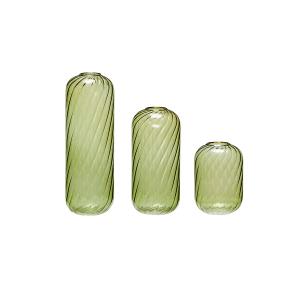 Set de 3 Vases en verre vert