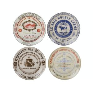Set De 4 Assiettes à Fromage Gourmet Porcelaine Multicolore
