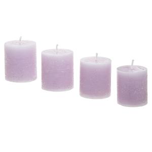 Set de 4 bougies cylindriques mauves H5