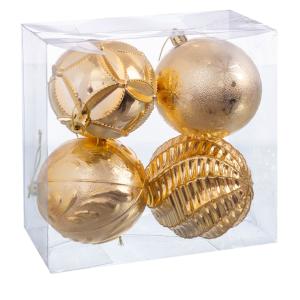 Set de 4 boules de Noël doré - 8cm