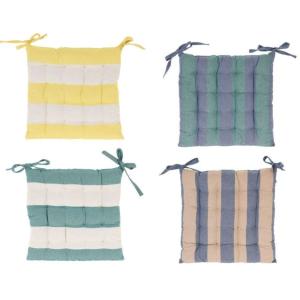 Set de 4 coussins de chaise à rayures 40x40cm