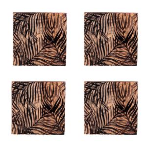 Set de 4 dessous de verre   10cm marron en bois