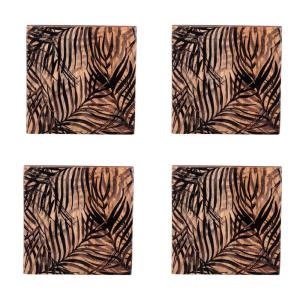 Set de 4 dessous de verre   10cm marrons en bois
