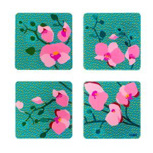 Set de 4 dessous de verre  bleu turquoise verre 10 x 10 x 1…