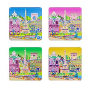 Set de 4 dessous de verre   verre 10 x 10 x 1 cm