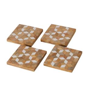 Set de 4 dessous de verres mosaïques en bois d'acacia et ré…