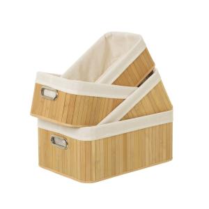 Set de 4 paniers de rangement pour salle de bain bambou - 4…