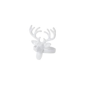 Set de 4 ronds de serviette tête de cerf en cuivre blanc D5