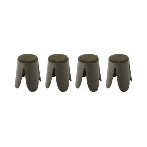 Set de 4 tabourets empilables kaki foncé bouclette texturée…