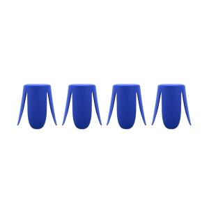 Set de 4 tabourets empilables simili cuir bleu