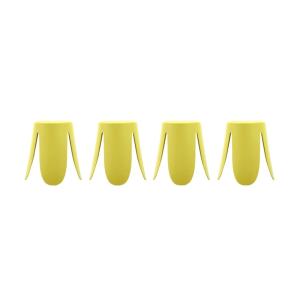 Set de 4 tabourets empilables simili cuir jaune