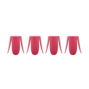 Set de 4 tabourets empilables simili cuir rose