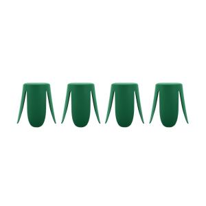 Set de 4 tabourets empilables simili cuir vert