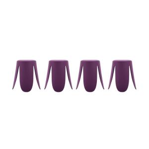 Set de 4 tabourets empilables simili cuir violet