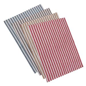 Set de 4 torchons rayés 100% coton rouge, jaune, gris, bleu…